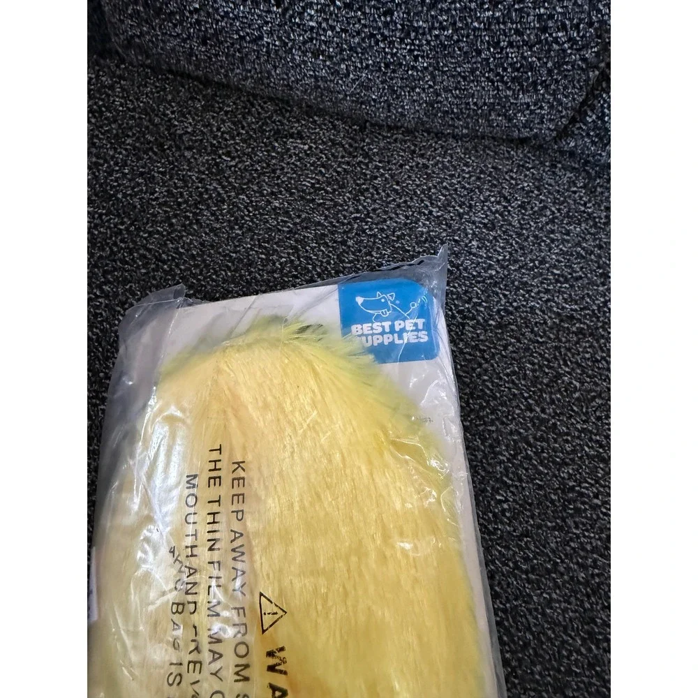 Best Pet Supplies Crinkle Duck Plush Dog Toy Yellow‎ Stuffing Free PT332